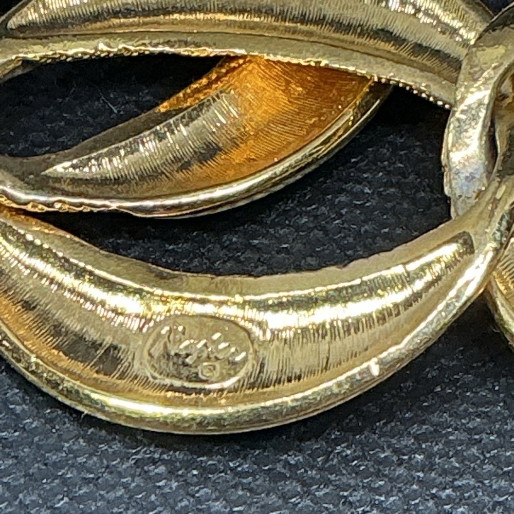 Vintage Signed Napier Gold Tone Textured Oval Link Statement Necklace - Picture 5 of 10